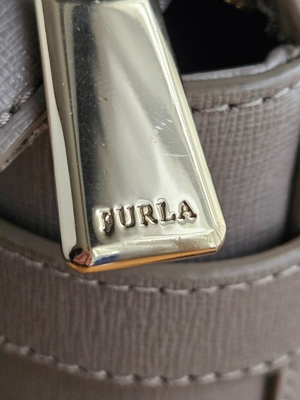 Furla structured grey taupe Satchel with removable strap - Picture 11 of 14